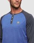 Tentree Baker Henley Longsleeve - Seaport Heather/Midnight Blue