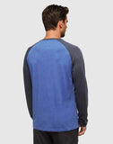 Tentree Baker Henley Longsleeve - Seaport Heather/Midnight Blue