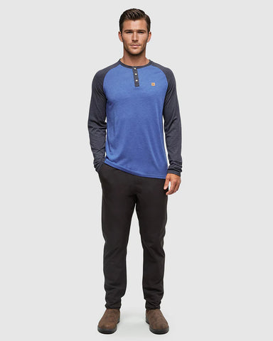 Tentree Baker Henley Longsleeve - Seaport Heather/Midnight Blue