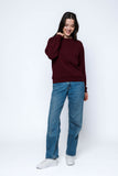 ORB Jenna Luxe Fleece Crew- Burgundy