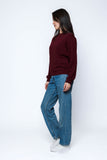 ORB Jenna Luxe Fleece Crew- Burgundy