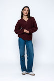 ORB Leandra V-Neck Pullover- Wine