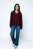 ORB Leandra V-Neck Pullover- Wine