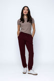 ORB Laina Luxe Fleece Jogger- Burgundy