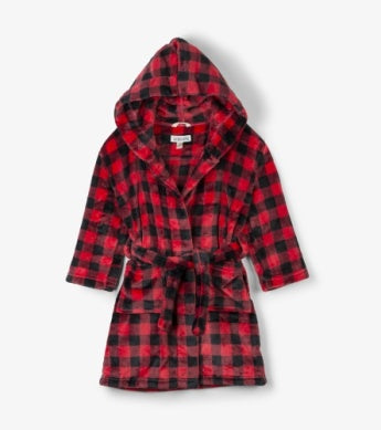 Little Blue House Buffalo Plaid Kids Fleece Robe