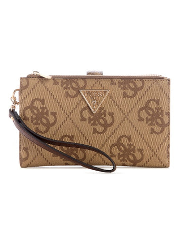 Guess Laurel II SLG DBL Zip Organizer - Latte Logo/Brown