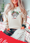 Blonde Ambition Holly Highland Cow Crew - Sand