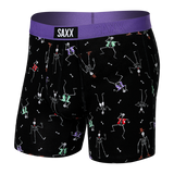 Saxx Viber Super Soft Boxer Brief - Dancing Skellies- Black