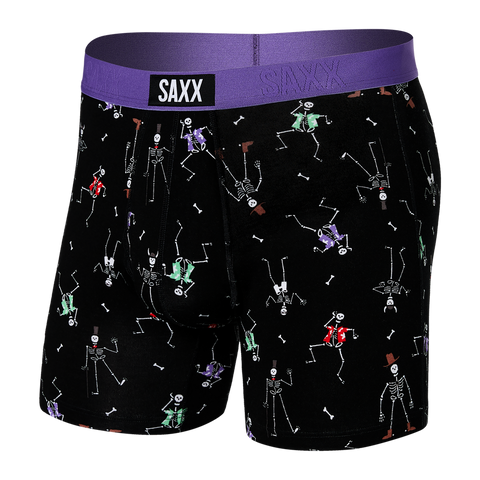 Saxx Viber Super Soft Boxer Brief - Dancing Skellies- Black