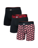 Saxx Vibe Xtra BB Fly 3Pk - Sweet Stripe/Check WB/BLK