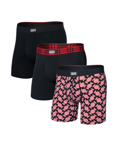 Saxx Vibe Xtra BB Fly 3Pk - Sweet Stripe/Check WB/BLK