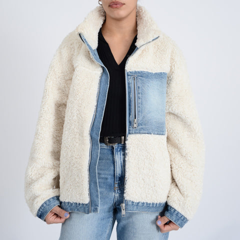 RD Paddy Zip Front Sherpa Jacket - Cream Den