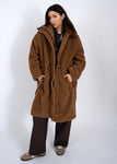 RD Mila Long Sherpa Jacket W/Drawstring - Caramel