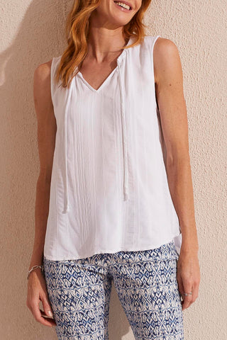 Tribal Sleeveless Blouse With Tie