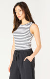 Dex Ribbed Tank - White/Black Stripe