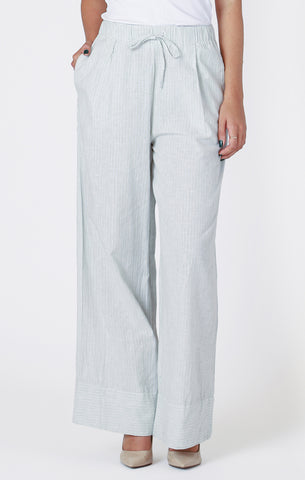 Room 34 Wide Leg Pants - Sand Stripe