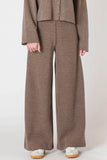 Room 34 Women's Wide Leg Ribbed Pant - Mocha Heather