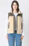 Dex Women's Mixed Fabric Vest - Olive/Tan