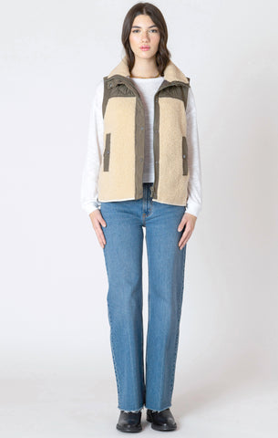 Dex Women's Mixed Fabric Vest - Olive/Tan