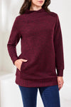 Tribal Women's L/s Tunic W/ Invisible Pocket - Wine
