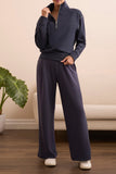 Tribal Women's L/s Zip Funnel Neck Top - Sapphire