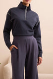 Tribal Women's L/s Zip Funnel Neck Top - Sapphire