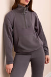 Tribal Women's L/s Mock Neck Top - Charcoal