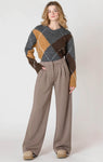 Room 34 Wide Leg Knit Trouser - Dark Taupe