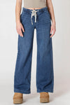Room 34 Wide Leg Knit Denim Pant - Dark Denim Wash