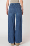 Room 34 Wide Leg Knit Denim Pant - Dark Denim Wash