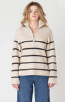 Room 34 Half Zip Longline Sweater - Black Stripe