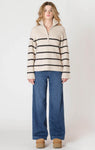 Room 34 Half Zip Longline Sweater - Black Stripe