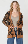 Room 34 Button Front Patterned Cardigan - Tiger