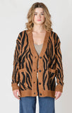 Room 34 Button Front Patterned Cardigan - Tiger