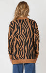 Room 34 Button Front Patterned Cardigan - Tiger