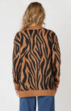 Room 34 Button Front Patterned Cardigan - Tiger