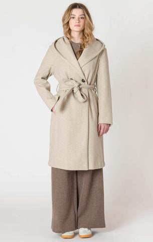 Room 34 Belted Hooded Coat - Stone
