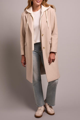 Tribal Trench Coat W/Fooler Hoodie - Oatmeal