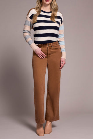 Tribal Stretch Fly Front Wide Leg Pants - Walnut