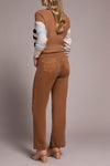 Tribal Stretch Fly Front Wide Leg Pants - Walnut