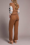 Tribal Stretch Fly Front Wide Leg Pants - Walnut