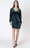 Dex Deep V-Neck Velvet Mini Dress - Pine