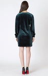 Dex Deep V-Neck Velvet Mini Dress - Pine