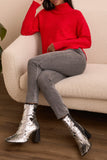 Tribal Women's TurtleNeck High Low Sweater W/ Side Slits - Carmine