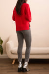Tribal Women's TurtleNeck High Low Sweater W/ Side Slits - Carmine