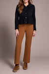 Tribal Women's Double Knit Collared Sweater Cardigan - Black