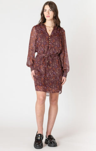 Dex Belted Button Detail Dress - Wild Flower