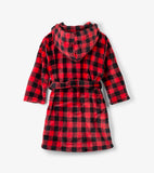 Little Blue House Buffalo Plaid Kids Fleece Robe - Red