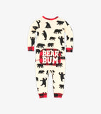 Little Blue House Black Bears Baby Union Suit - Natural