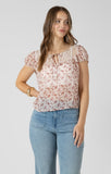 Dex Lace Detail Tie Front Top - Floral Vine